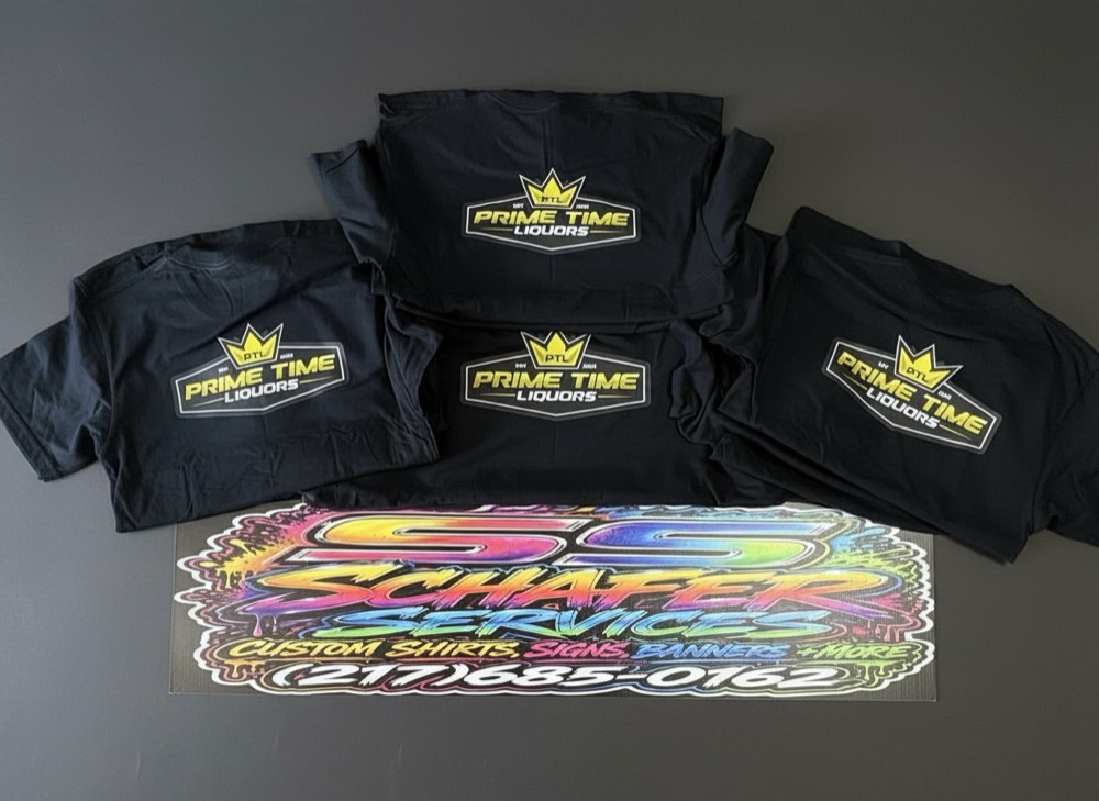 Matching crew shirts printed for a local business