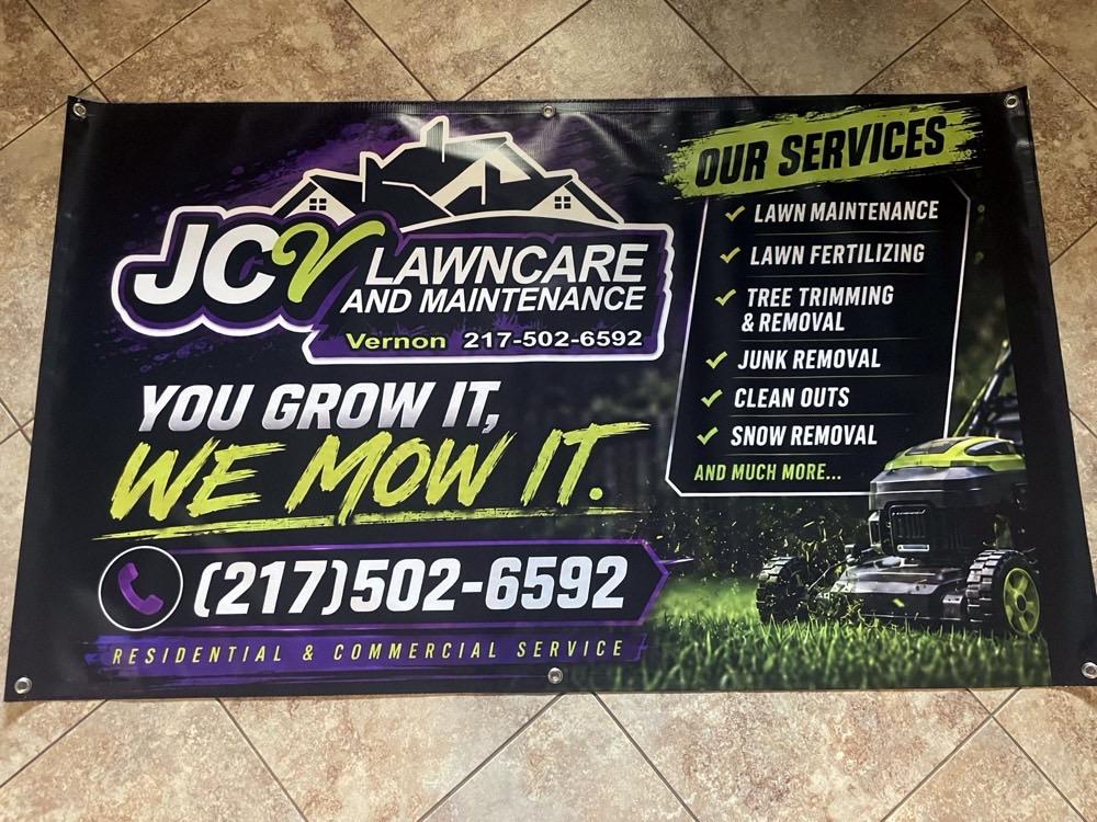 Vinyl banner printed for a local lawncare company